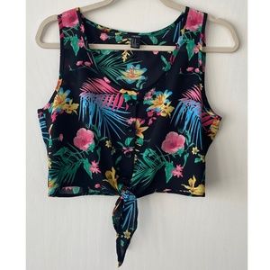 Tropical Print Crop Top